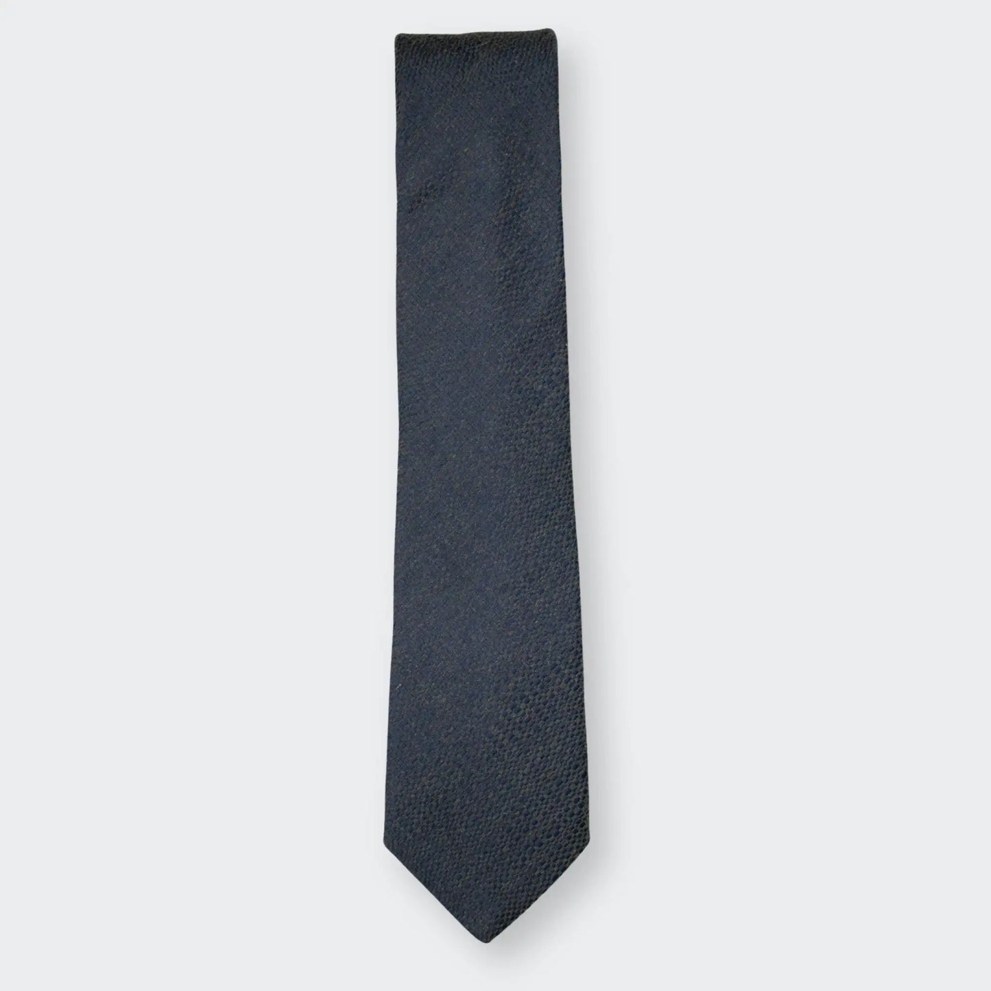 Front of a stylish olive and navy cotton-blend jacquard tie made in New Zealand by Parisian Crafted - sophisticated and simple menswear.