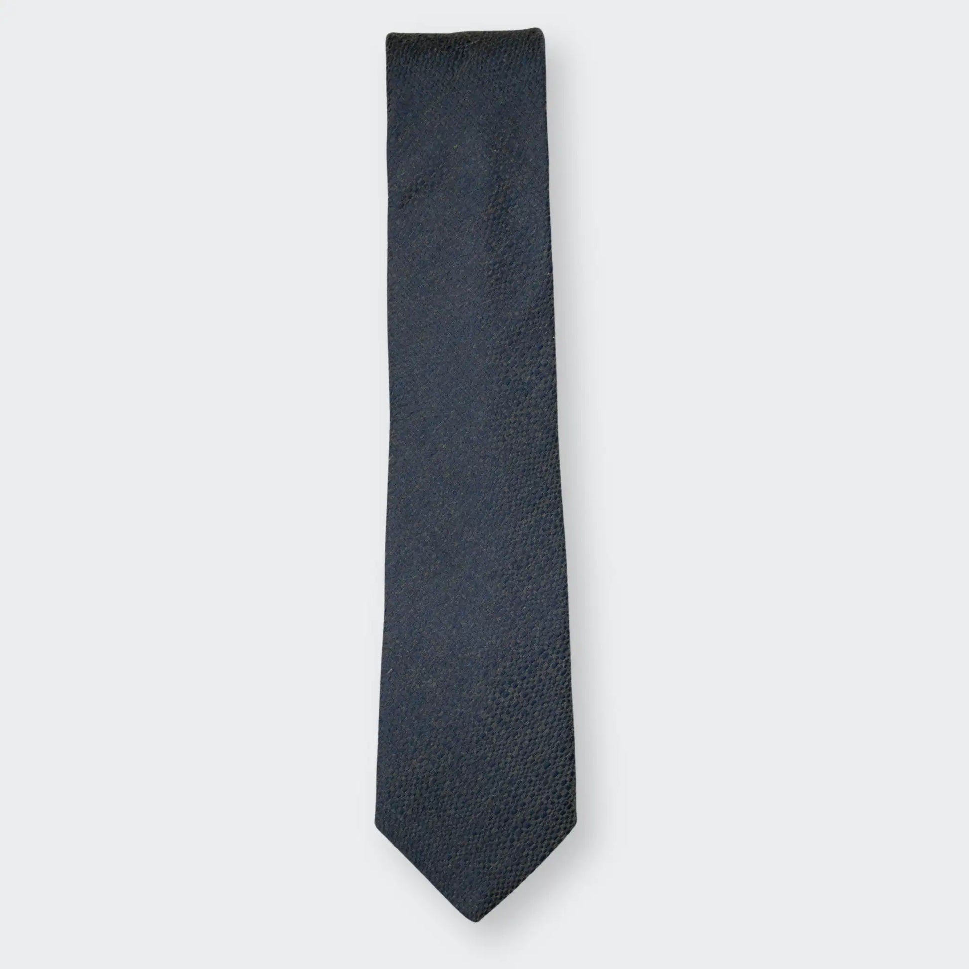 Front of a stylish olive and navy cotton-blend jacquard tie made in New Zealand by Parisian Crafted - sophisticated and simple menswear.
