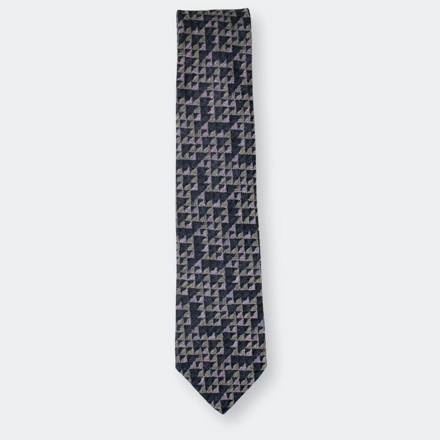 Sage green, pink and charcoal cotton-blend tie, folded in half on a white background - NZ Made high-quality men's accessories.