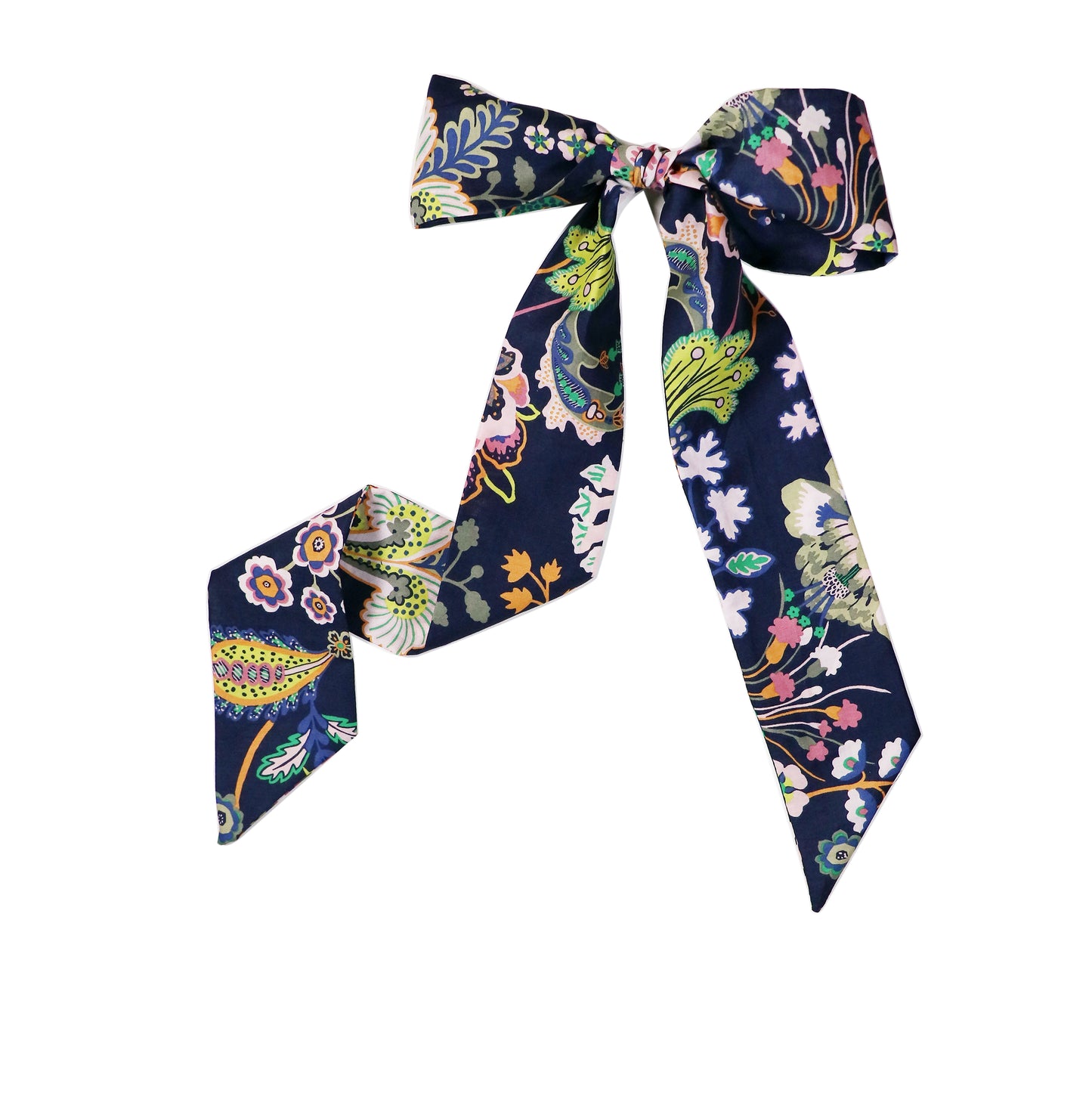 The Symphony Twilly tied into a bow on a white background.