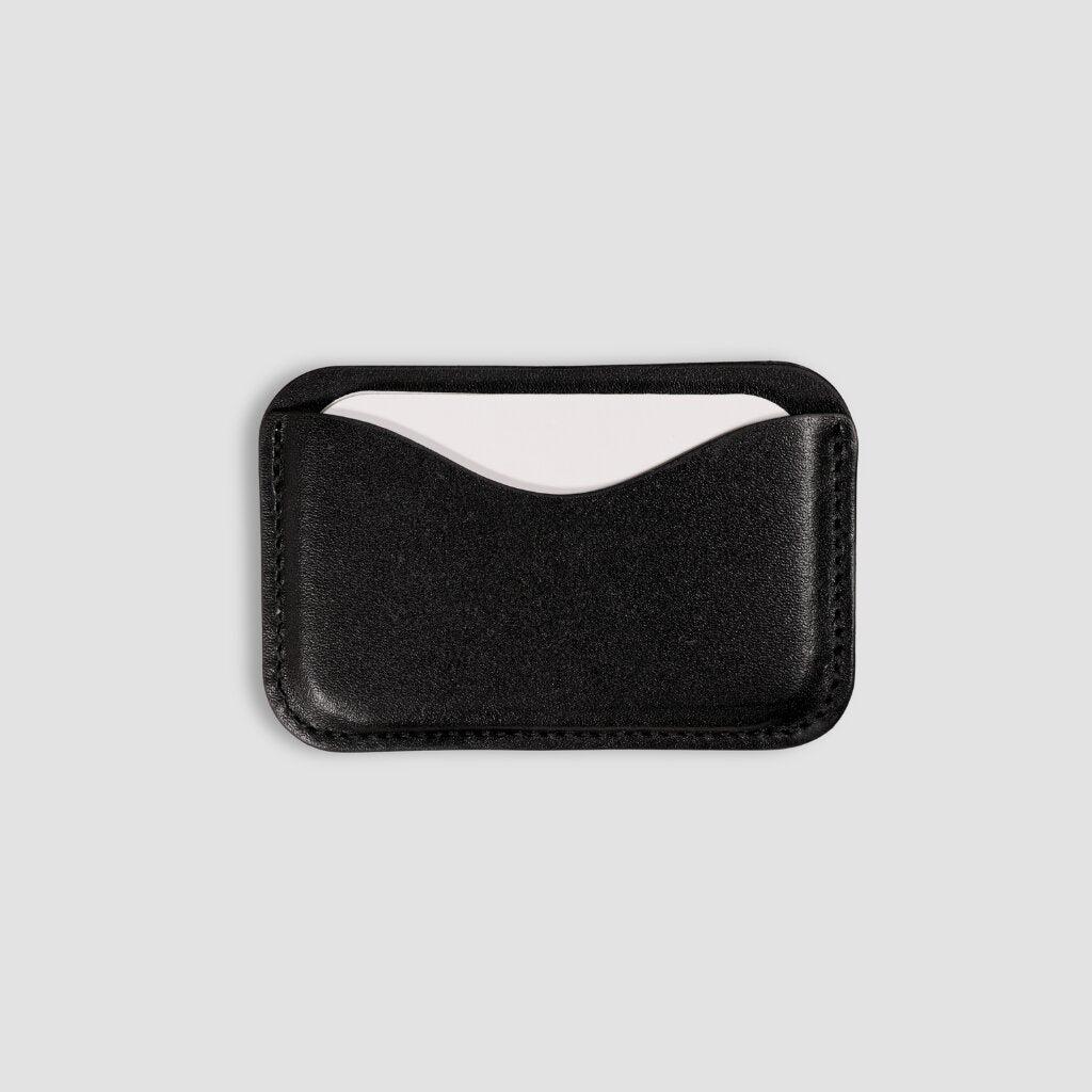 Black leather cardholder on a white background