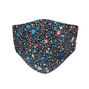 Kids face mask in Fizz Pop design, made in NZ by Parisian with Liberty cotton and merino for added comfort