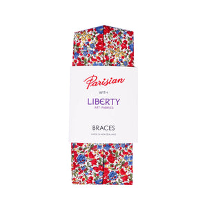 Match a bow tie to these liberty cotton braces made in NZ by Parisian