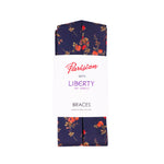 The Elizabeth Braces wrapped in a white card Parisian with Liberty packaging on a white background.