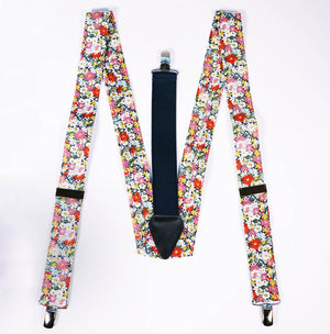 full view of Parisian braces with Liberty floral cotton.